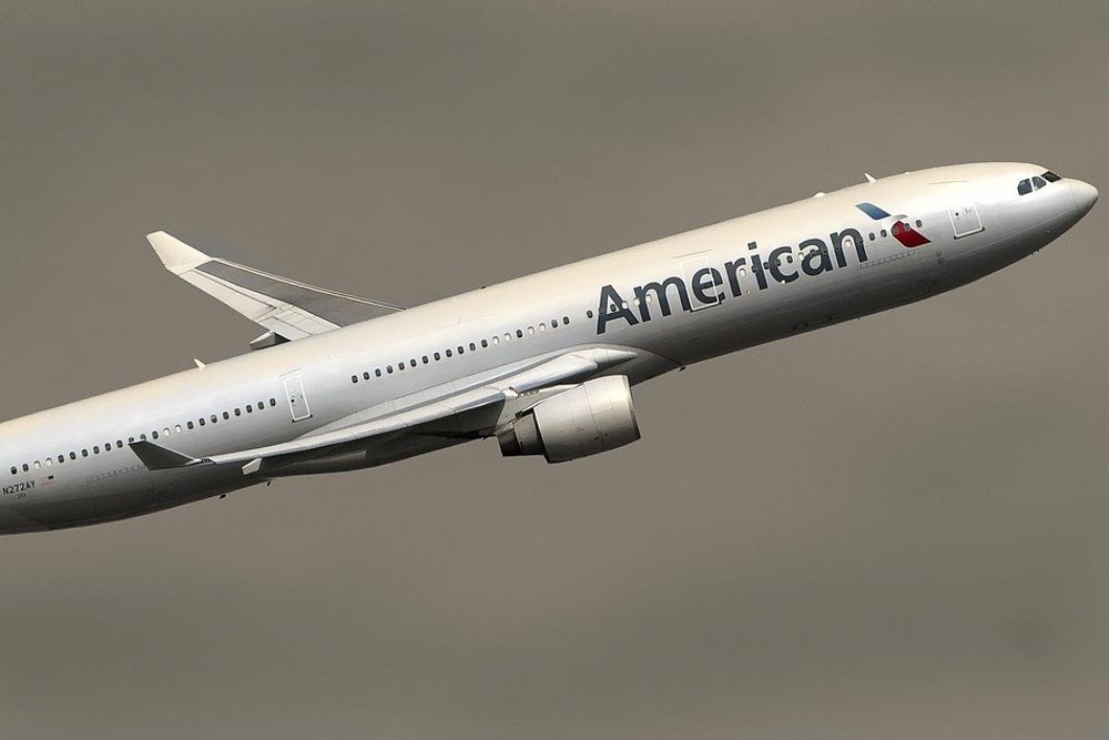American Airlines airplane in the air