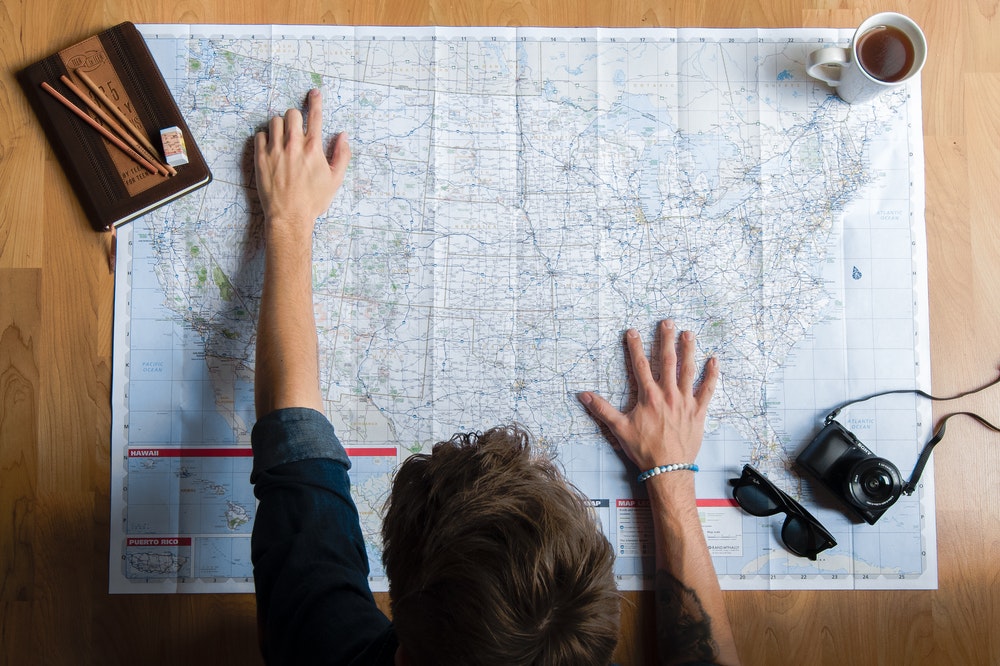 Man looking on a map