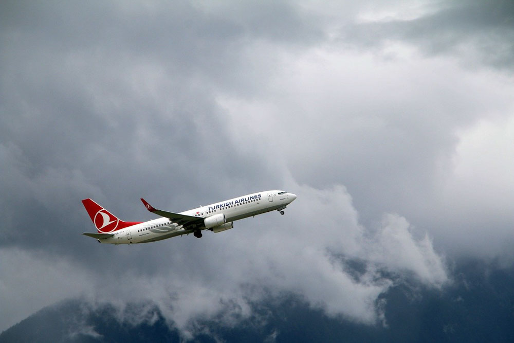Turkish Airlines airplane in the air