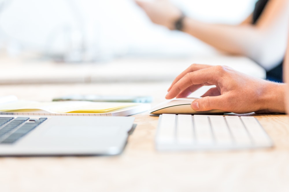 Person working with laptop
