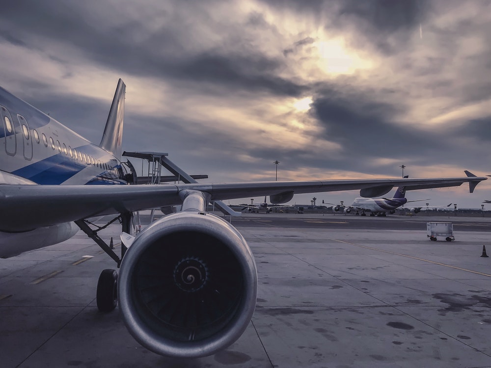 A grey and cloudy sky at the airport