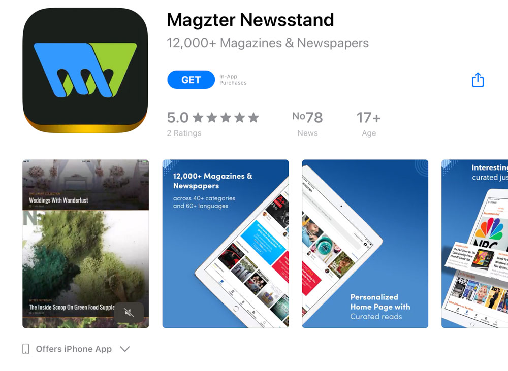 Magzter app for mobile and tablet