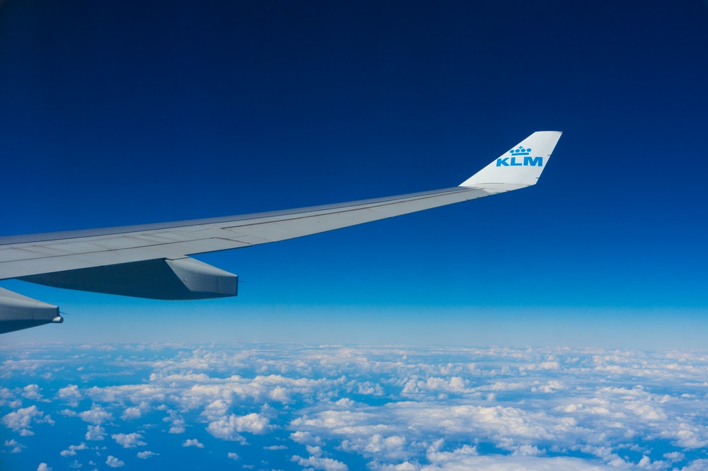 View from a KLM airplane in the air