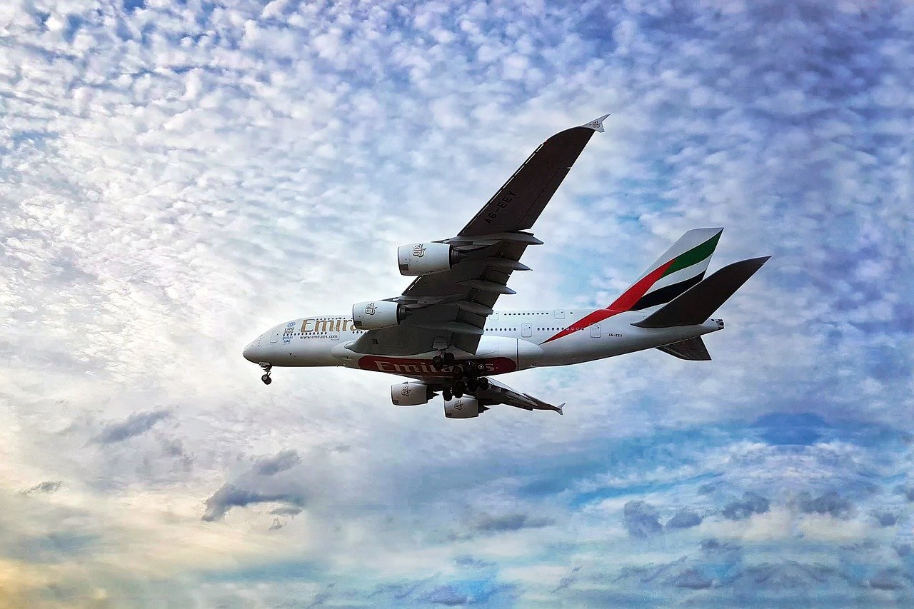 Emirates aircraft in the air