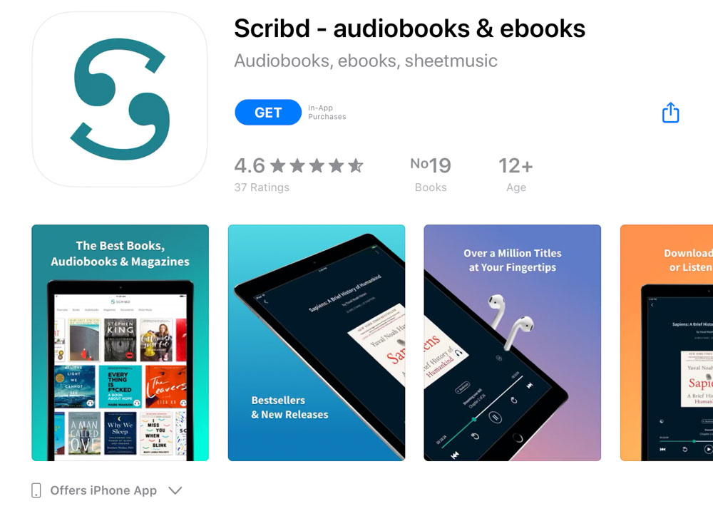 Scribd app for mobile and tablet