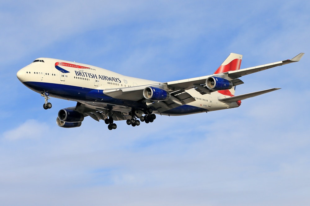 British Airways plane in the sky