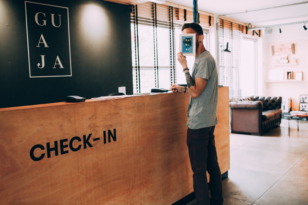 Check in desk at hotel