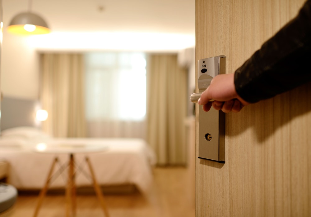 Entering a hotel room