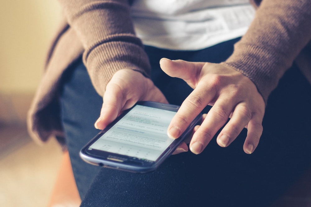 Person using a mobile phone