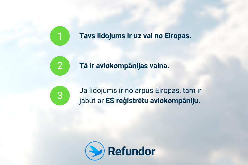 Kompensācija no aviokompānijas - Noteikumi