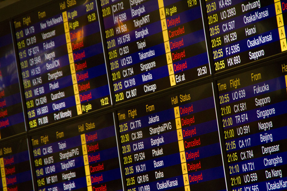Flight information screen at the airports