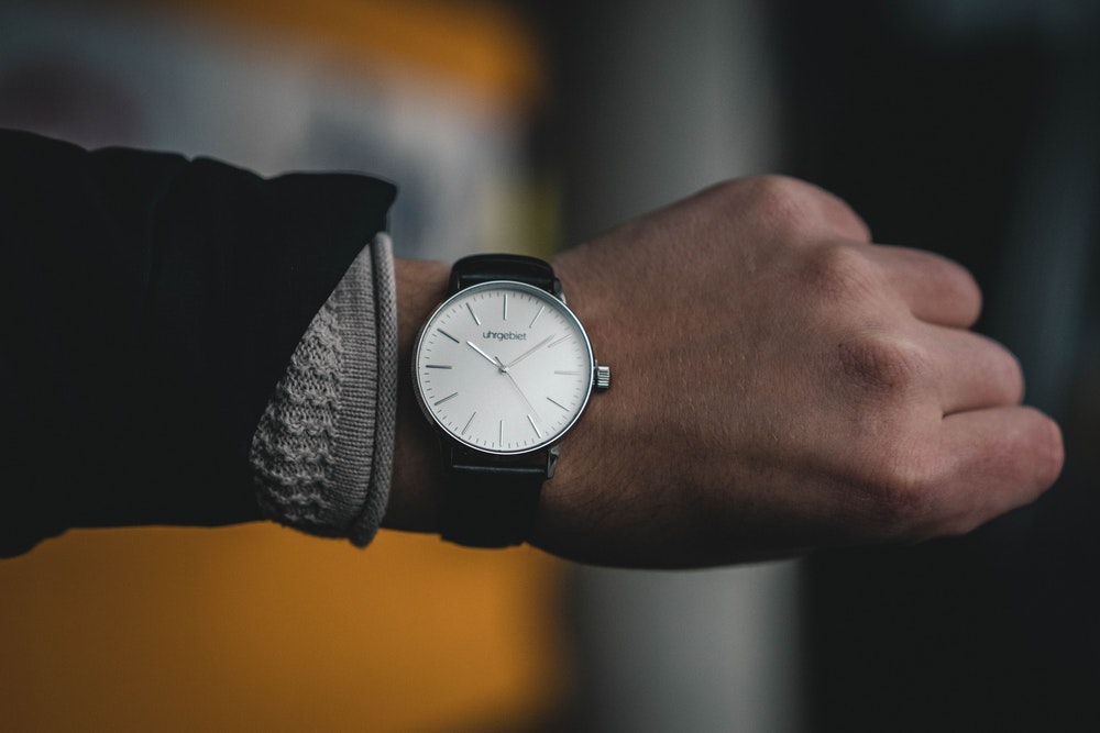A classic watch on mans wrist
