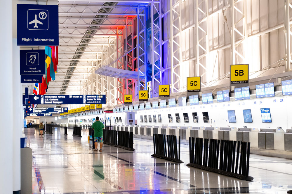 Inside the airport building