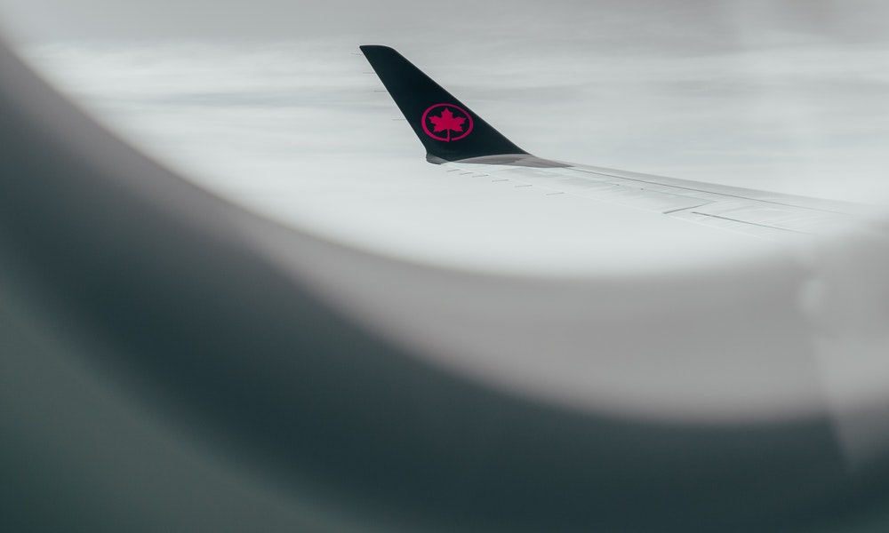Air Canada airplane in the air