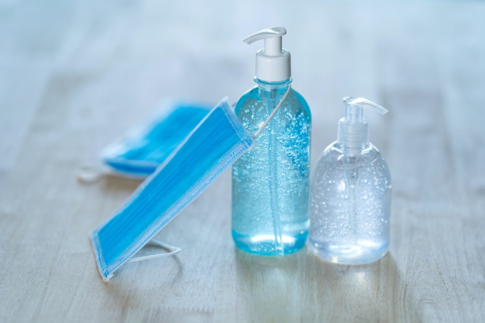 Hand sanitizer and face mask