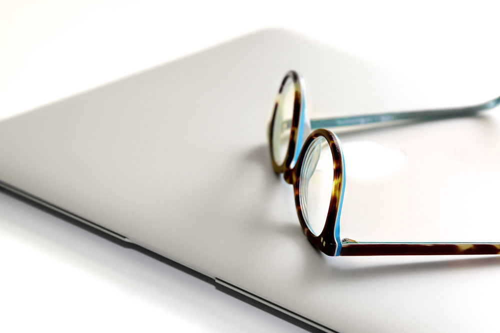 Glasses on a laptop