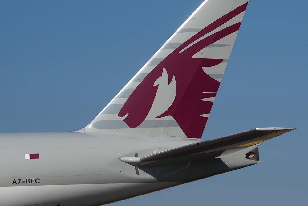 Qatar Airways airplane in the air