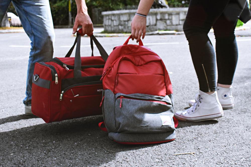 Luggage on the road