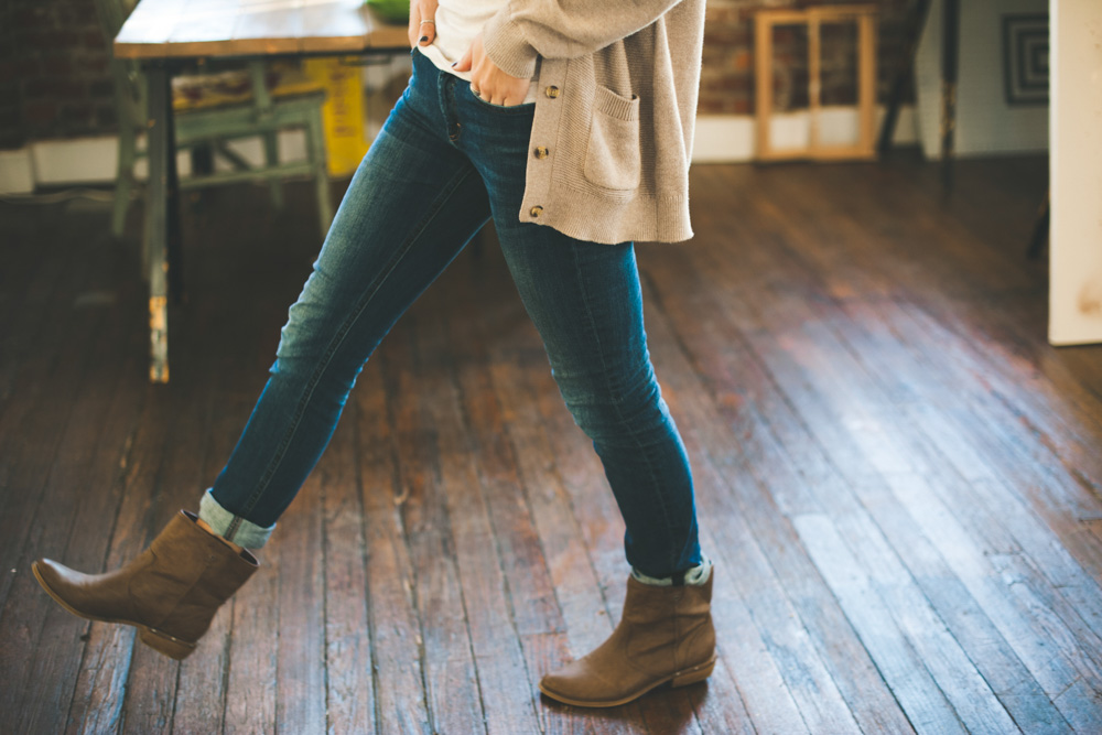 Boots and cardigan - Packing essentials for winter