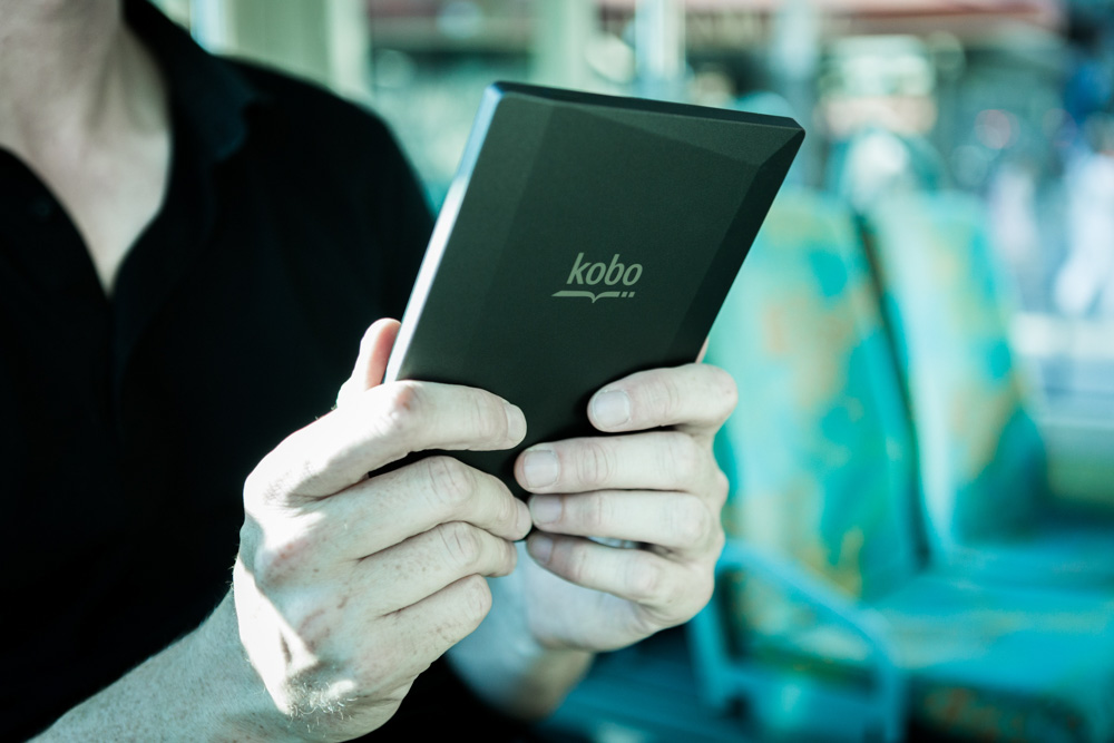Reading a book on an ebook reader
